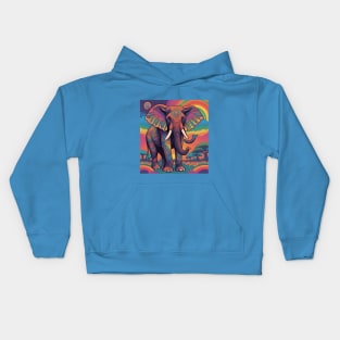 Paint Drawing of an Elephant in the Sunset Kids Hoodie